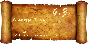 Gyertya Zina névjegykártya